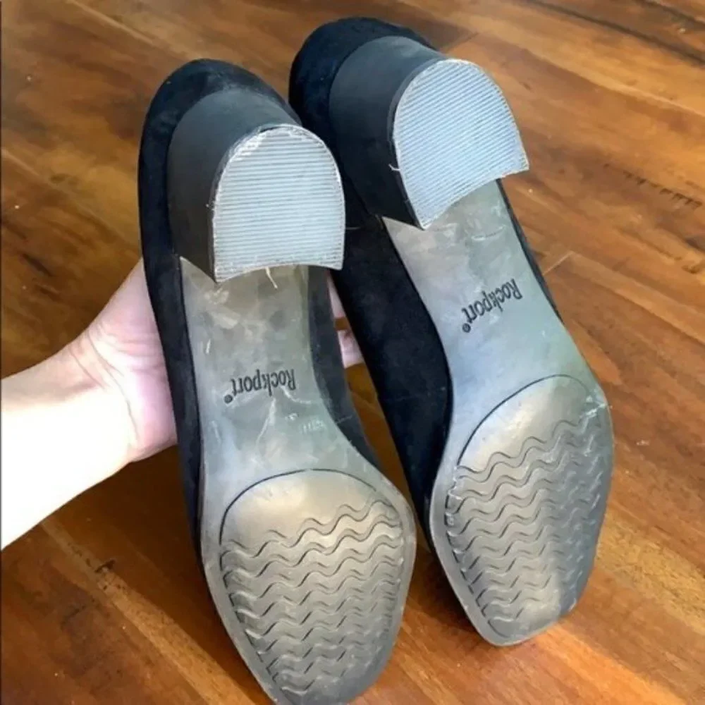 𝅺rockport Suede Leather Heels Shoes Loafers Shoes - Picture 7 of 8